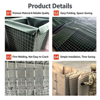 Barrière de défense en sable avec revêtement géotextile et structure en acier