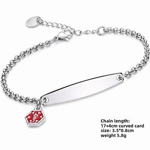 Bestseller - Plaques d'alerte médicale minimalistes en acier inoxydable plaqué <span class=keywords><strong>or</strong></span> véritable, personnalisables <span class=keywords><strong>et</strong></span> gravées, pour homme <span class=keywords><strong>et</strong></span> femme, pour les personnes utilisant des anticoagulants. - Product Image 2