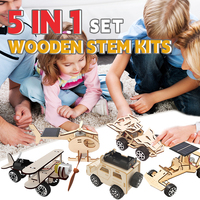 Kit scientifique STEM 5 en 1, kit d'expériences de physique à énergie solaire, kit éducatif, modèle de voiture en bois à assembler soi-même, jouets pour enfants