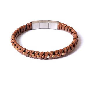 Cadeau tendance pour homme en cuir et acier inoxydable Oeil de tigre multicouche tressé Bracelet personnalisé fait main en corde - Product Image 6