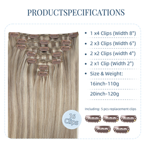 Nouvelles extensions de cheveux invisibles à clipser 2026, 100g, pointes épaisses, 100% cheveux humains Remy, postiches personnalisées OEM pour cheveux fins - Product Image 1
