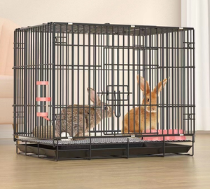 Material de acero resistente de varios tamaños de alta calidad, dos puertas, incluye <span class=keywords><strong>bandeja</strong></span> <span class=keywords><strong>sanitaria</strong></span> extraíble, valla de hierro, jaula <span class=keywords><strong>para</strong></span> conejos - Product Image 2