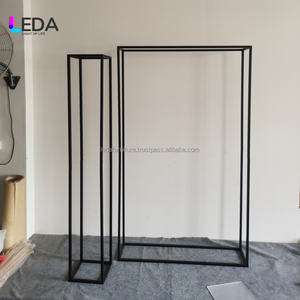 LEDA elegante jarrón geométrico de Metal negro centro de mesa columna de soporte de flores de hierro para boda - Product Image 4