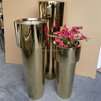Vas Bunga Stainless Steel untuk Dekorasi Rumah / Pot Tanaman Tinggi / Pot Tanaman Logam Besar untuk Dalam Ruangan