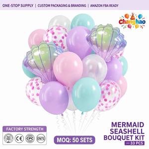 Kit de ballons en latex et en aluminium à thème sirène rose, violet et bleu pour <span class=keywords><strong>la</strong></span> décoration de fête d'<span class=keywords><strong>anniversaire</strong></span> de filles CE/CPC - Product Image 1