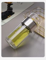 Tasse à thé en verre à double paroi avec infuseur, conception de séparation du thé, filtre transparent, bouteille d'eau portable pour hommes et femmes