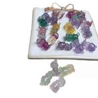 Vente en gros de sculptures d'ours en fluorite arc-en-ciel en cristal naturel Mini impression laser Cadeaux de décoration pour la maison Sculptures de pierres précieuses de guérison