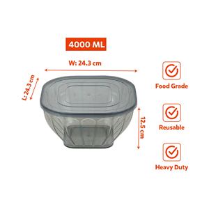 PP <b>Plastic</b> 4L Salad Bowl Lid Food Grade Reusable Heavy Duty Airtight BPA Free Eco-Friendly Kitchen Mixing & Prep Container - Product Image 3