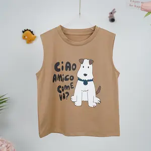 T-shirt in cotone senza maniche per bambini,