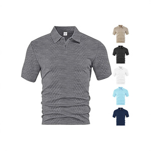 Camiseta Polo Jacquard de Color Sólido, Transpirable y Ligera para Hombre, Estilo Europeo Americano, Manga Corta, Informal, Tallas M, L, XL, XXL - Product Image 6
