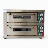 Four électrique professionnel en acier inoxydable à deux niveaux et deux plateaux avec contrôle numérique pour la cuisson de pizzas et de pains