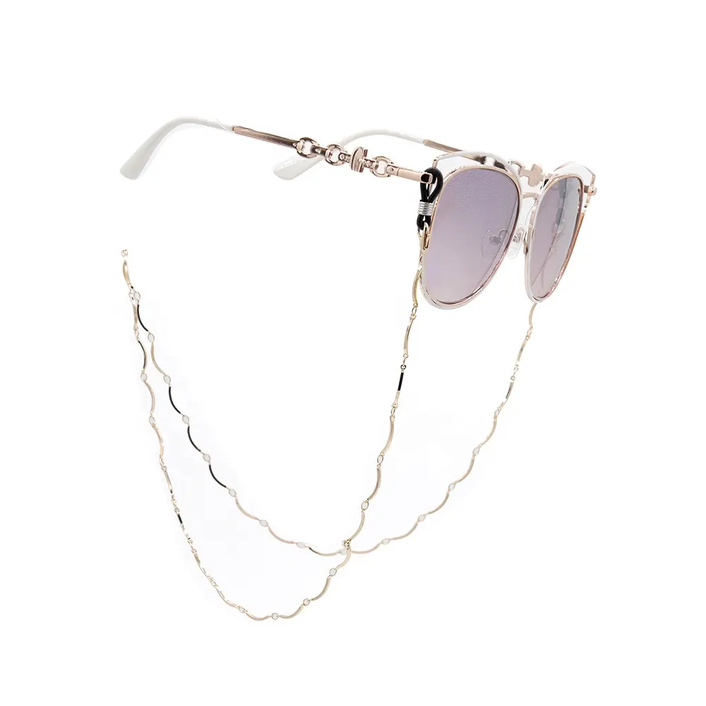 Correa de metal chapada en oro para gafas, cadena de soporte para gafas