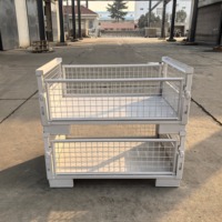 Caisse en acier pliable et empilable, boîte de rangement industrielle en métal pour l'expédition