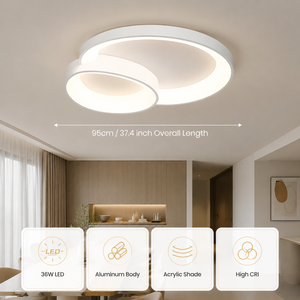 Modern Ring <b>Ceiling</b> <b>Light</b> Acrylic Led 36W <b>Remote</b> Dimmable 3Cct Surface Mount For Living Room Bedroom High Cri - Product Image 4