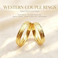 Bagues de mariage personnalisées en laiton plaqué or 14 carats pour couple, anneaux de couple martelés style western, échantillon de présentation pour bijouterie