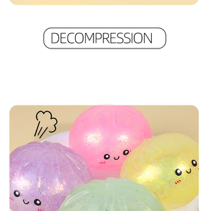 Jouet anti-stress créatif en forme de boulette simulée, en TPR à rebond lent, avec paillettes, type Baozi - Product Image 6