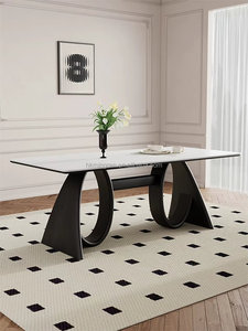 Ensemble table et chaises de salle à manger modernes, écologiques, avec plateau en marbre et structure en bois massif, pour centre commercial, école, salon, hôtel, café, restaurant - Product Image 6