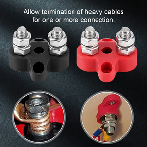 <b>Screw</b> Terminals 2P M6 M8 Brass <b>Nylon</b> Red For Automotive RV Yacht Battery Wiring - Product Image 2
