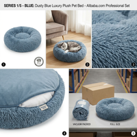 Coussin rond de luxe moderne et personnalisé pour animaux de compagnie, lavable, doux, moelleux, en peluche, design uni protecteur pour chiens et chats