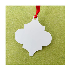 Dalijia-ornamentos de Metal de doble cara, ornamento de Navidad de aluminio blanco, personalizado por sublimación, con cinta roja - Product Image 5