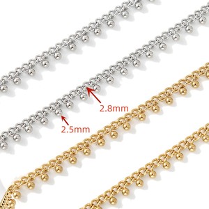 โซ่ห้อยลูกบอลข้าง 2.5 มม. 2.8 มม. |   โซ่ลูกปัดเชื่อมต่อสแตนเลสชุบทอง 18K PVD ขายเป็นเมตรสำหรับทำเครื่องประดับ DIY - Product Image 4