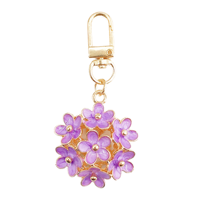 Porte-clés mousqueton en alliage de zinc fait main, design anime 'Drop Oil', avec fleurs de rose et de marguerite émaillées colorées, breloque pour téléphone portable, cadeau - Product Image 1