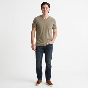 T-shirt en coton 100% uni tricoté pour homme 200gsm Étiquette personnalisée Fil personnalisable T-shirt - Product Image 1