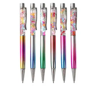 2023 yeni elektroliz notlar yağ Glitter kalemler fantezi dinamik sıvı Metal büküm tükenmez kalem Girly hediye kalem