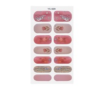 Stiker Dekorasi Kuku Semi Cured Korea Berkualitas Tinggi, Bahan Plastik, Full Cover, Motif Bunga Jelly, Glitter Emas
