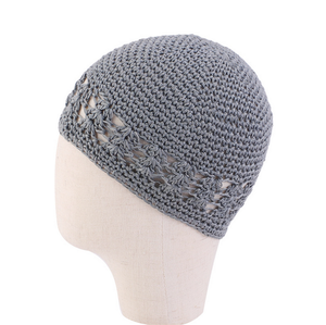 S7949 جديد 2022 الخريف الشتاء اضافية كبيرة لمط الكروشيه قبعة صغيرة محبوكة نسج الكوفي القبعات الجمجمة قبعات - Product Image 4