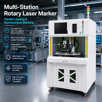 Machine de marquage laser rotative multi-stations 20W, marqueur laser à fibre automatique pour la traçabilité des pièces à refroidissement liquide