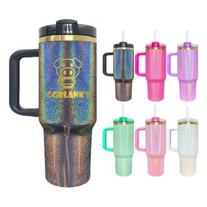 Custom Logo Design Insulated Bpa Free 40Oz Holographic Shimmer Double Walled Gold Plated Tumbler - Product Image 1