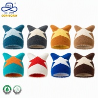 Bonnet en tricot jacquard à oreilles de chat et étoiles en peluche, style streetwear, personnalisable, vente en gros, fournisseur, 8 couleurs, OEM ODM, marque privée