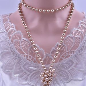 <span class=keywords><strong>Collana</strong></span> <span class=keywords><strong>di</strong></span> <span class=keywords><strong>Perle</strong></span> <span class=keywords><strong>Finte</strong></span> in Vetro alla Moda, <span class=keywords><strong>Lunga</strong></span> Catena Multistrato Annodata per Donna, Accessori per Abbigliamento - Product Image 6