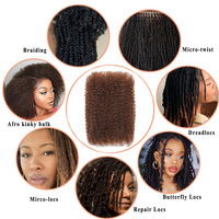 Capelli Afro Kinky Bulk 100% Naturali - Capelli Umani per Dreadlocks, Riparazione Loc, Extension Dreadlock, Twists, Treccine