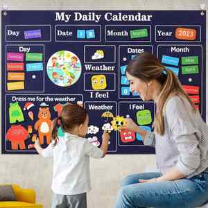 Mon premier calendrier mural en feutre pour la maternelle – Design moderne pour l'accentuation murale de la salle de classe, apprentissage des tout-petits, amovible et facile à déplacer - Product Image 4