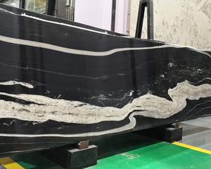 Batu marmer lembaran kuartz hitam Brazil Casablanca untuk atasan meja dapur - Product Image 2