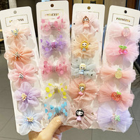 Vente en Gros 5 Pièces Mignonnes Pinces à Cheveux en Maille Fleur Nœud Papillon Barrettes Épingle Couronne pour Enfants Accessoires Cheveux