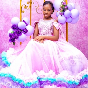 Abiti da compleanno per ragazze con applicazioni in pizzo, volant, abito da damigella per matrimoni, feste, bambini, ballo di fine anno, servizio fotografico - Product Image 1