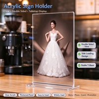 Support de signalisation en acrylique en forme de T, présentoir de table double face, porte-menu en plastique transparent pour restaurant, affiche photo