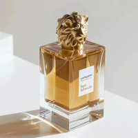 Bouteille de Parfum en Verre Unique de Luxe Vide 30 ml 50 ml 100 ml avec Bouchon en Métal Doré Forme Lion pour Spray de Fragrance