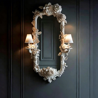 Miroir sur pied pleine longueur de style baroque de luxe, surface miroir haute définition sans distorsion, pour la maison