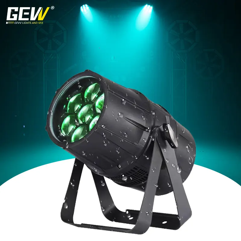 GEVV 7x40w Rgbw 4 in1 Led Zoom Par Stage Light Dmx Zoom impermeabile Wash Led Par Can luci per palcoscenico