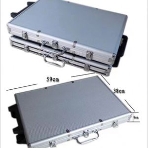 Direct Sales Aluminum Alloy Silver 1000 Size <b>Suitcase</b>, Leisure and Entertainment Chip Dice <b>Storage</b> Box, Poker <b>Storage</b> Box - Product Image 3