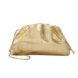 Bolsa de ombro crossbody macia fashion, bolsa de ombro para bolinhos de nuvem, bolsa para mulheres dourada prateada rosa quente