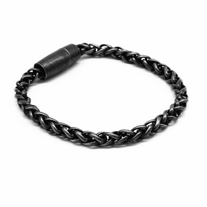 yunnique Unisex Black <b>Titanium</b> Steel <b>Chain</b> Bracelet Magnetic Clasp Geometric Flower Pattern Fashion Jewelry - Product Image 4