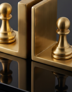 Gold Finish Decorative Bookend Pair <b>Desk</b> <b>Shelf</b> Bookends Elegant Metal Book Holder for Home Office Library Decor Display - Product Image 5