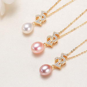 Collier en perles de 8 mm en forme de goutte d'eau, chaîne de clavicule, alliage de cuivre 520, pendentif en perle d'eau douce, colliers pour femmes, source d'origine - Product Image 1