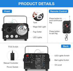 YSH Factory mesin kabut 3 dalam 1, lampu DJ LED RGB efek cahaya disko 600W, mesin asap dengan kendali jarak jauh nirkabel untuk pesta pernikahan - Product Image 5