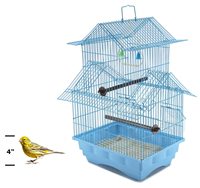 Cage à oiseaux multi-volets avec poignée de transport supérieure, jouet balançoire cloche, perchoirs en métal/plastique, plateau coulissant en plastique, cage d'élevage portable pour